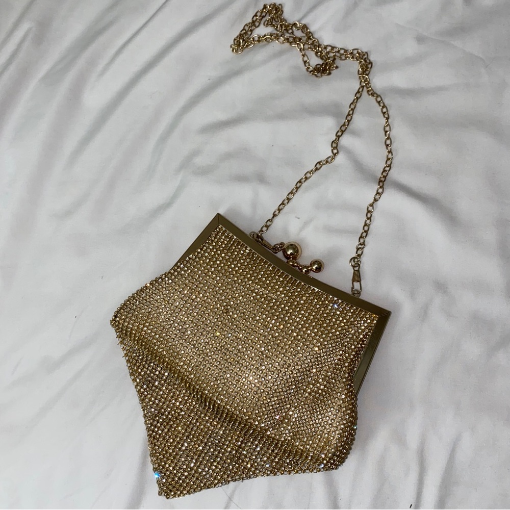 Gold Metal Sequin Evening Purse